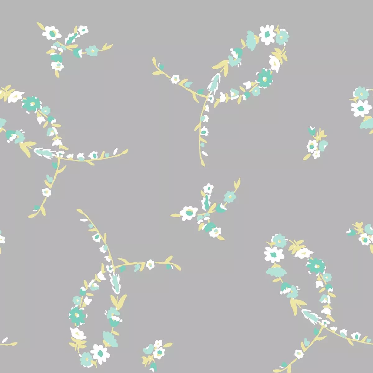 Floral Loops on Gray Fabric