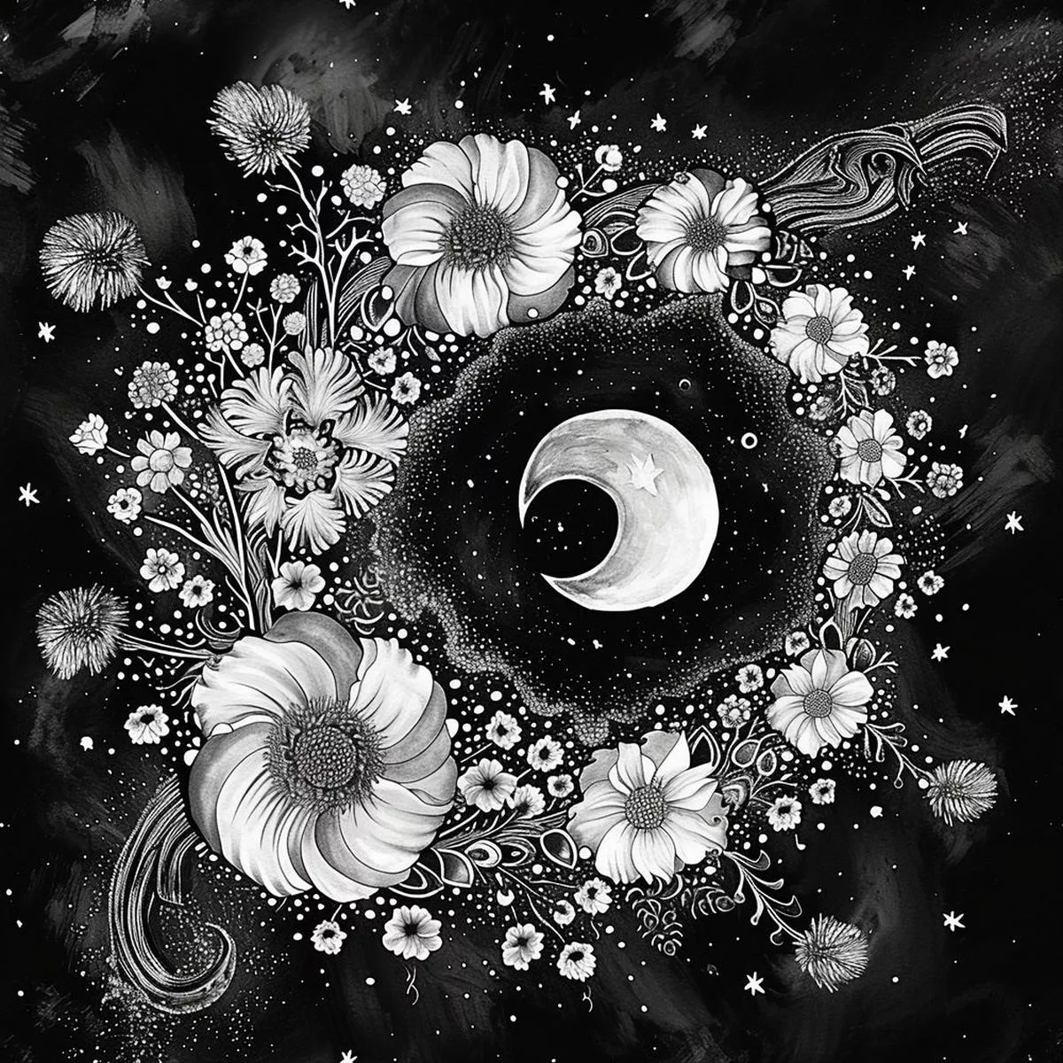Floral Moon Variation #2 Fabric