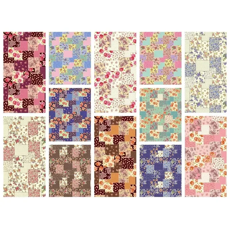 Floral Paisley Patchwork Fabric Collection Bundle – 12 Pieces