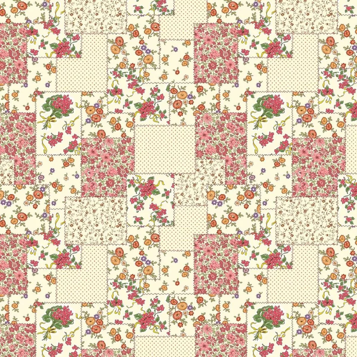 Floral Patchwork Fabric – Cream/Pink
