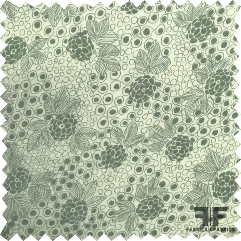 Floral Polka Dot Printed Silk Chiffon – Green