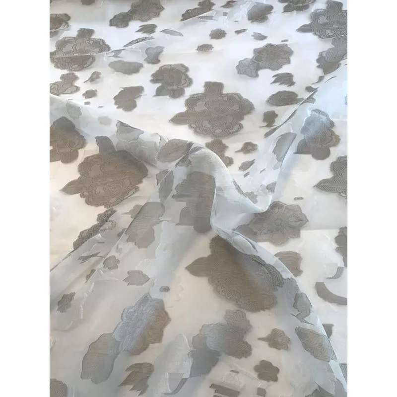 Floral Polyester Organza – Grey