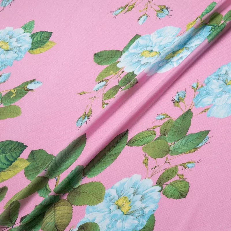 floral-printed-candy-pink-pure-silk-chiffon Floral Printed Candy Pink Pure Silk Chiffon