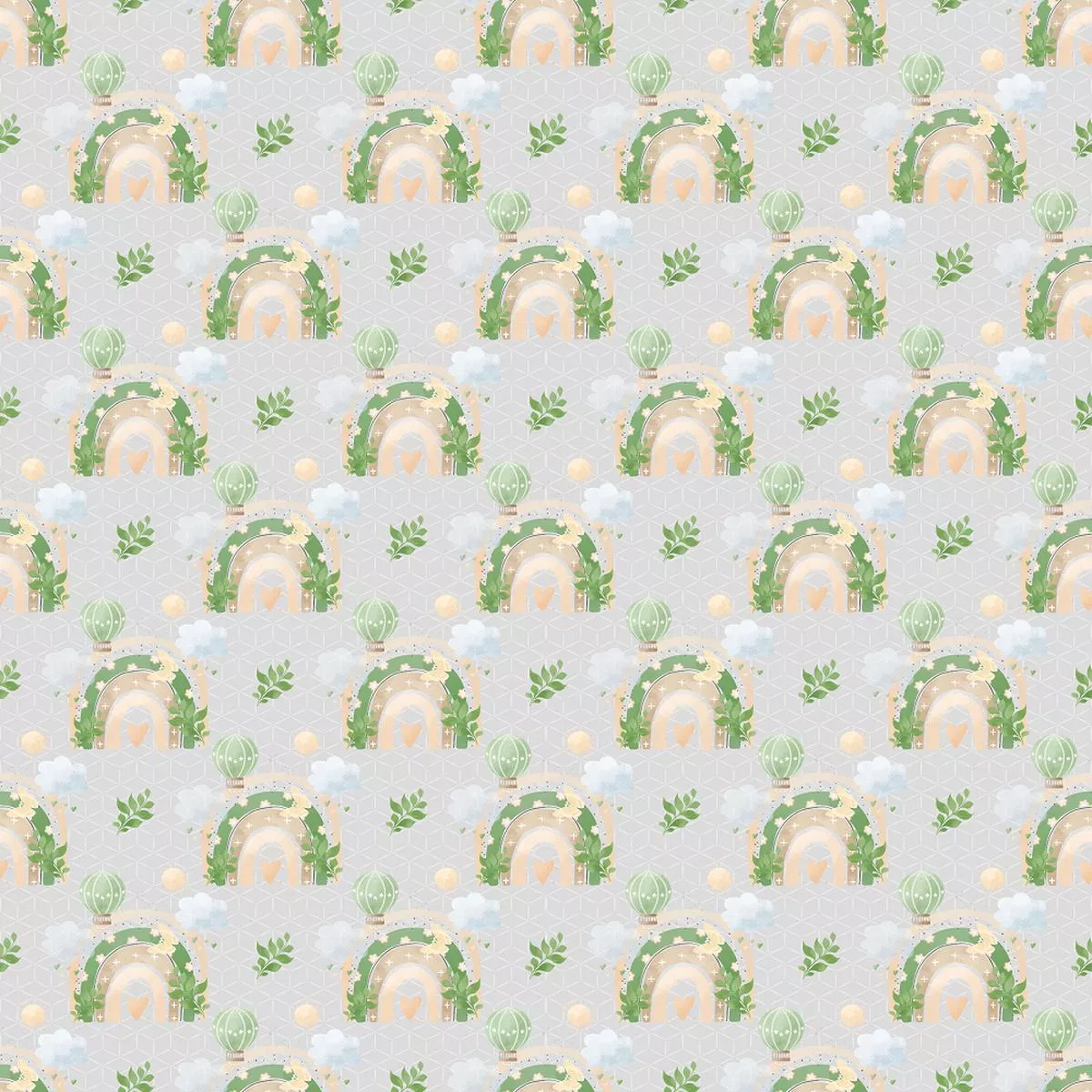 Floral Rainbows on Box Fabric – Grey