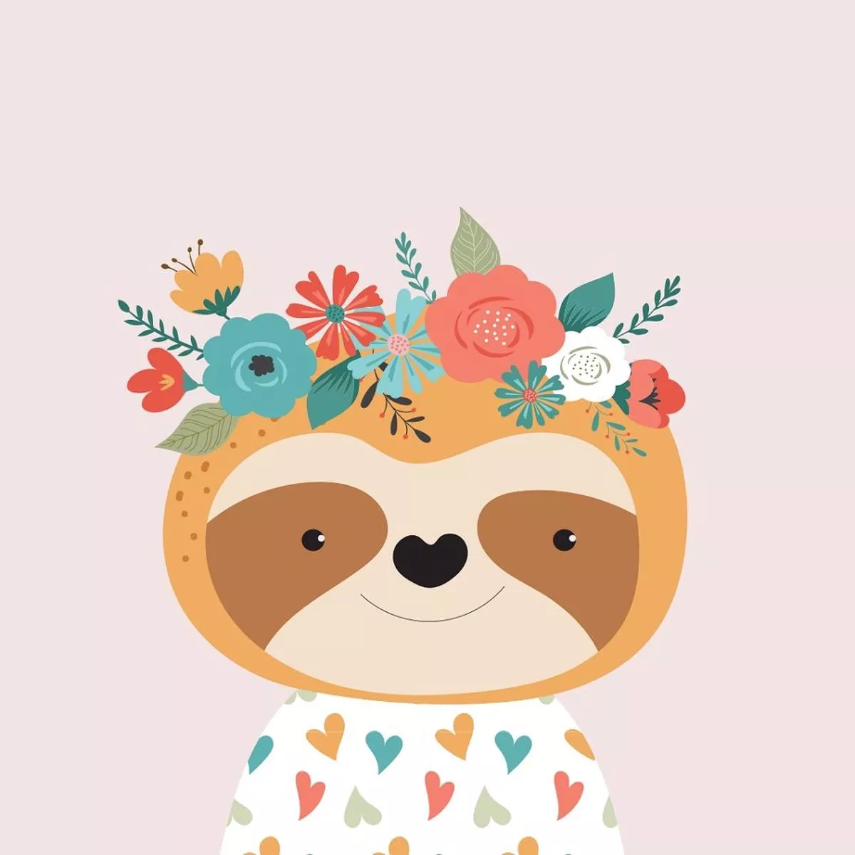 floral-sloth-fabric-panel Floral Sloth Fabric Panel