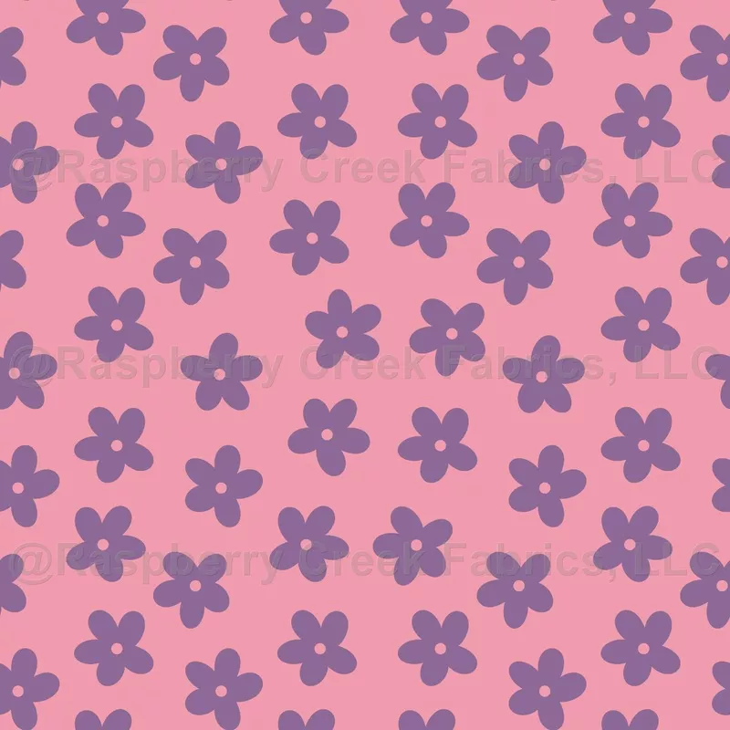 Florals Purple on Pink Background