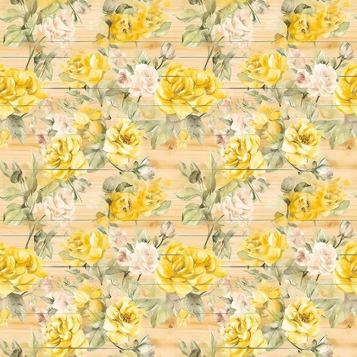 florals-wood-planks-pattern-7-fabric Florals & Wood Planks Pattern #7 Fabric