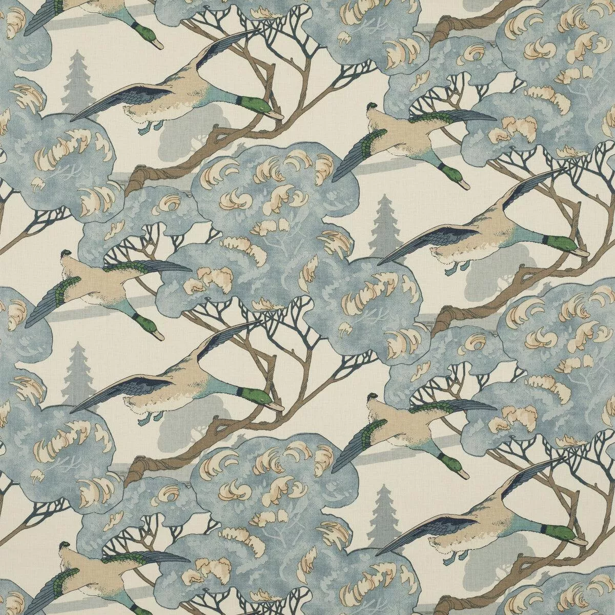 flying-ducks-blue-fabric Flying Ducks Blue Fabric