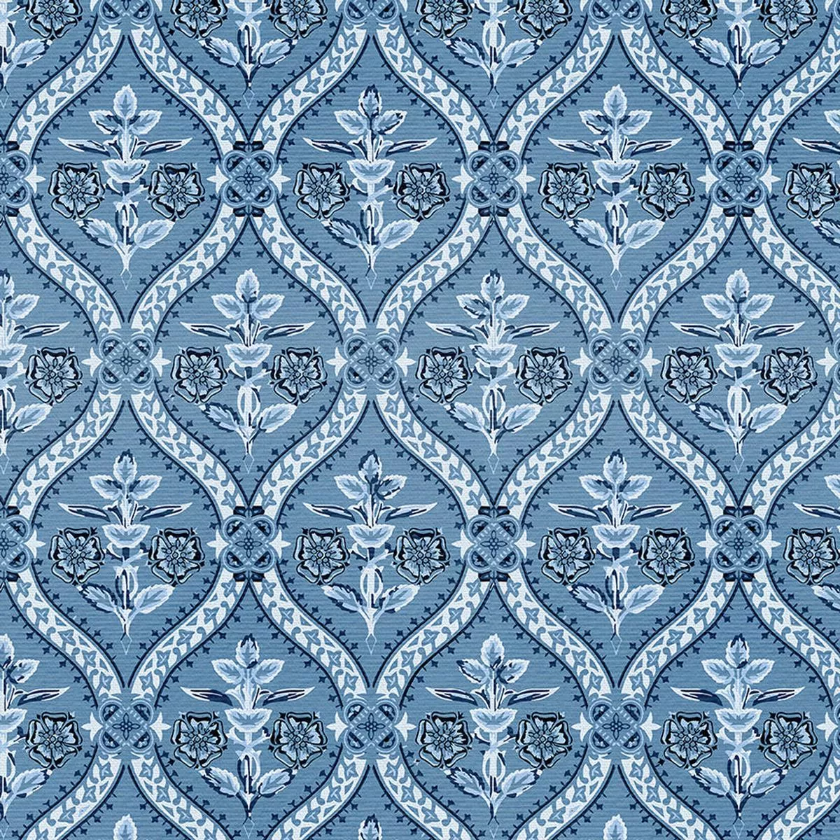 folk-damask-blue-sateen-118 Folk Damask – Blue – Sateen – 118″