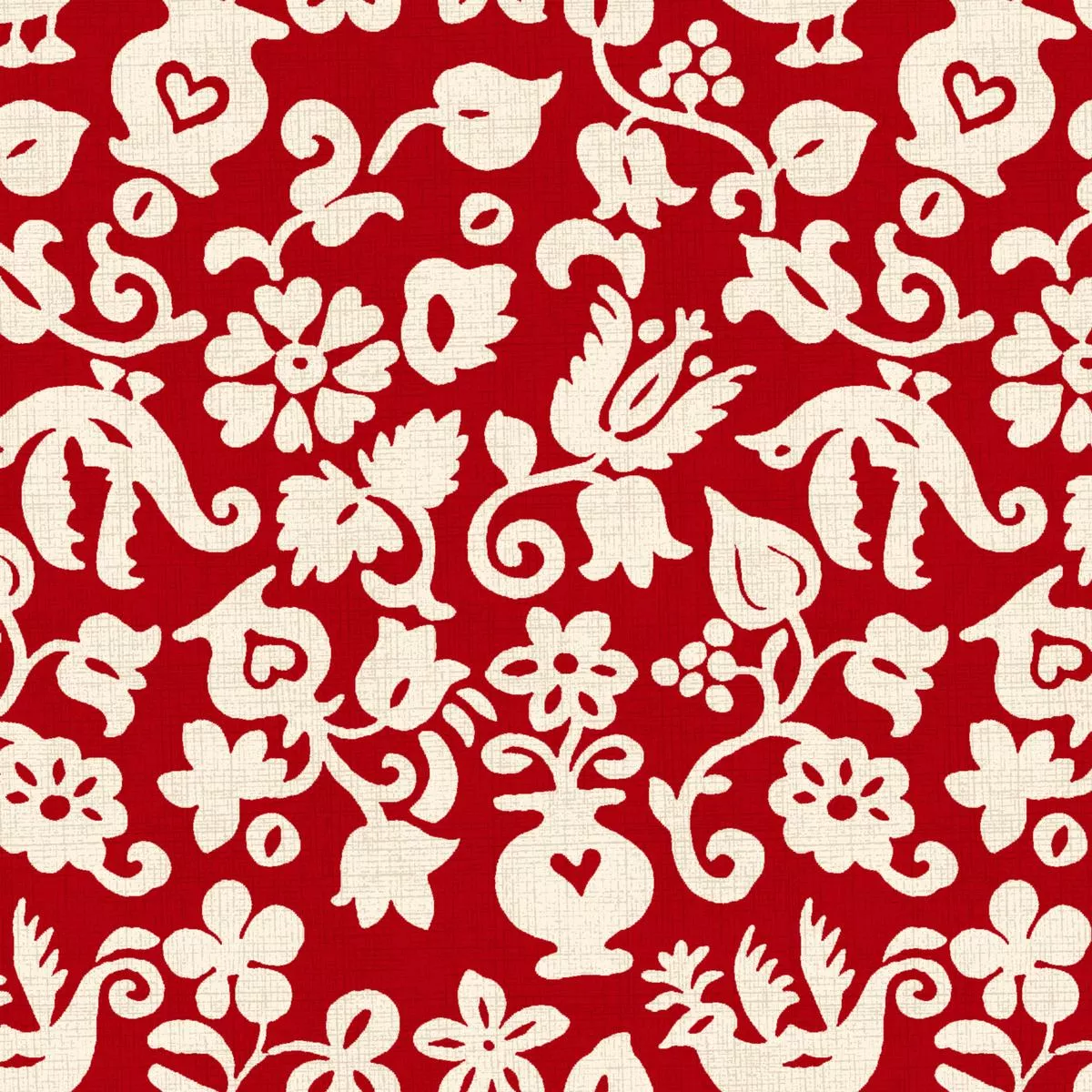 Folklore Flourish – Cranberry Folk Art Fabric