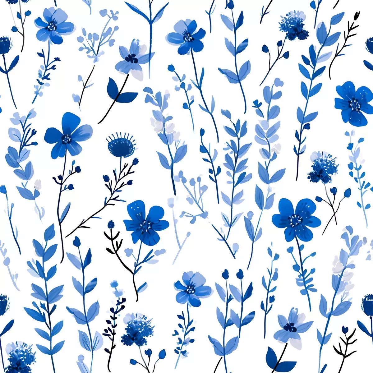 French Blue Cottagecore Pattern 11 Quilting Cotton Fabric
