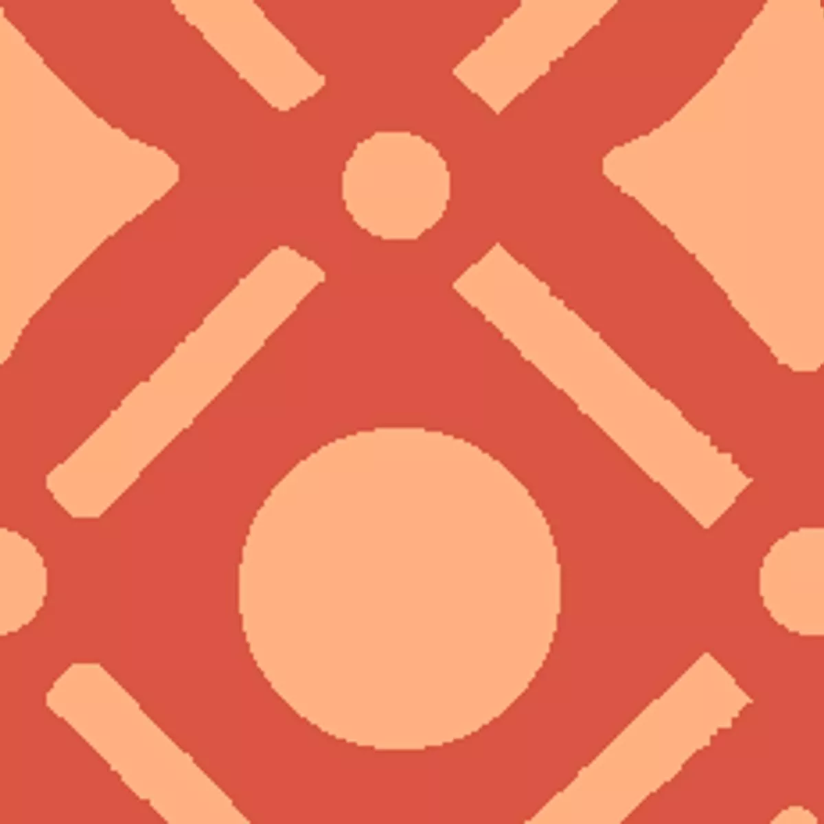 Fresh Geo on Coral Fabric