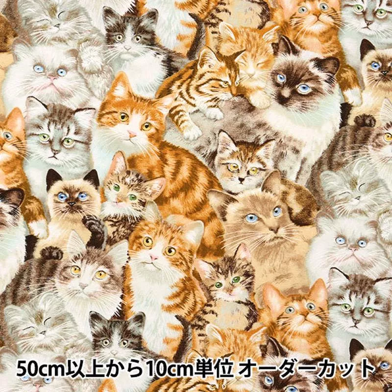 [From quantity 5] Fabric “USA cotton pet poly cat pattern 1253-MULTI”