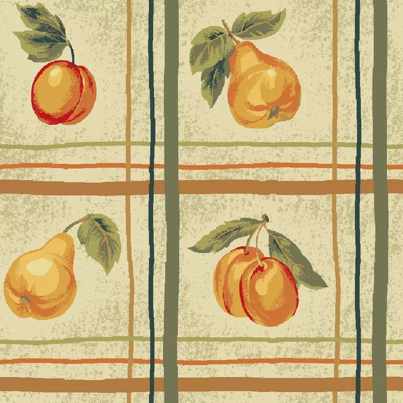 fruit-plaid-with-peaches-pears-fabric Fruit Plaid with Peaches and Pears Fabric