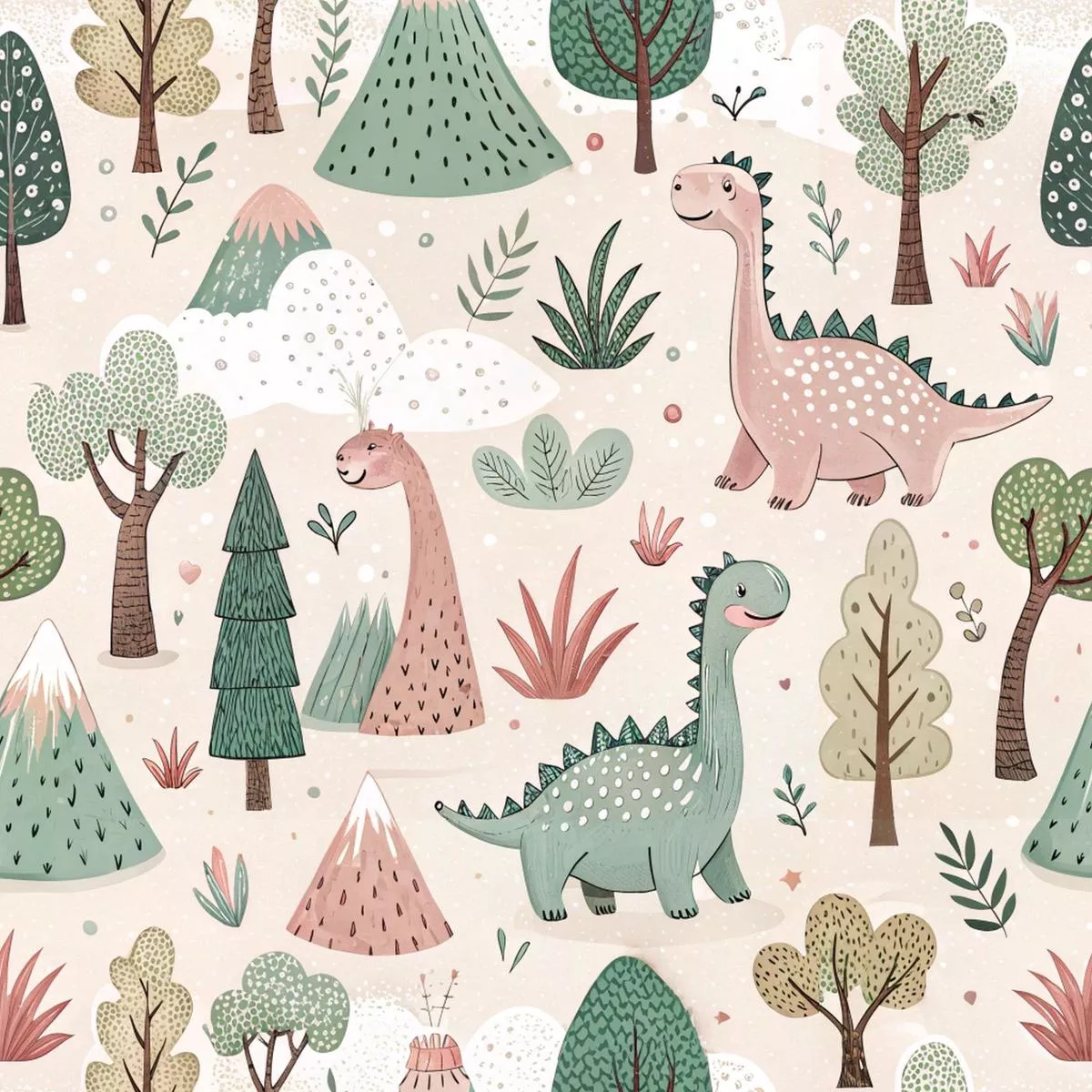 Fun Cartoon Dinosaur Pattern 9 Quilting Cotton Fabric
