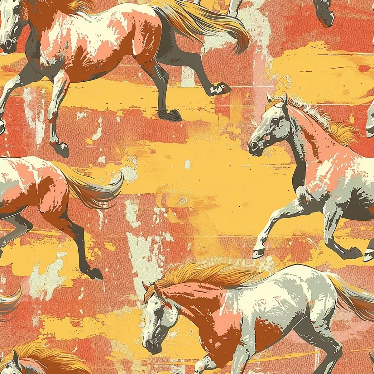 Galloping Horse Pattern 6 Quilting Cotton Fabric