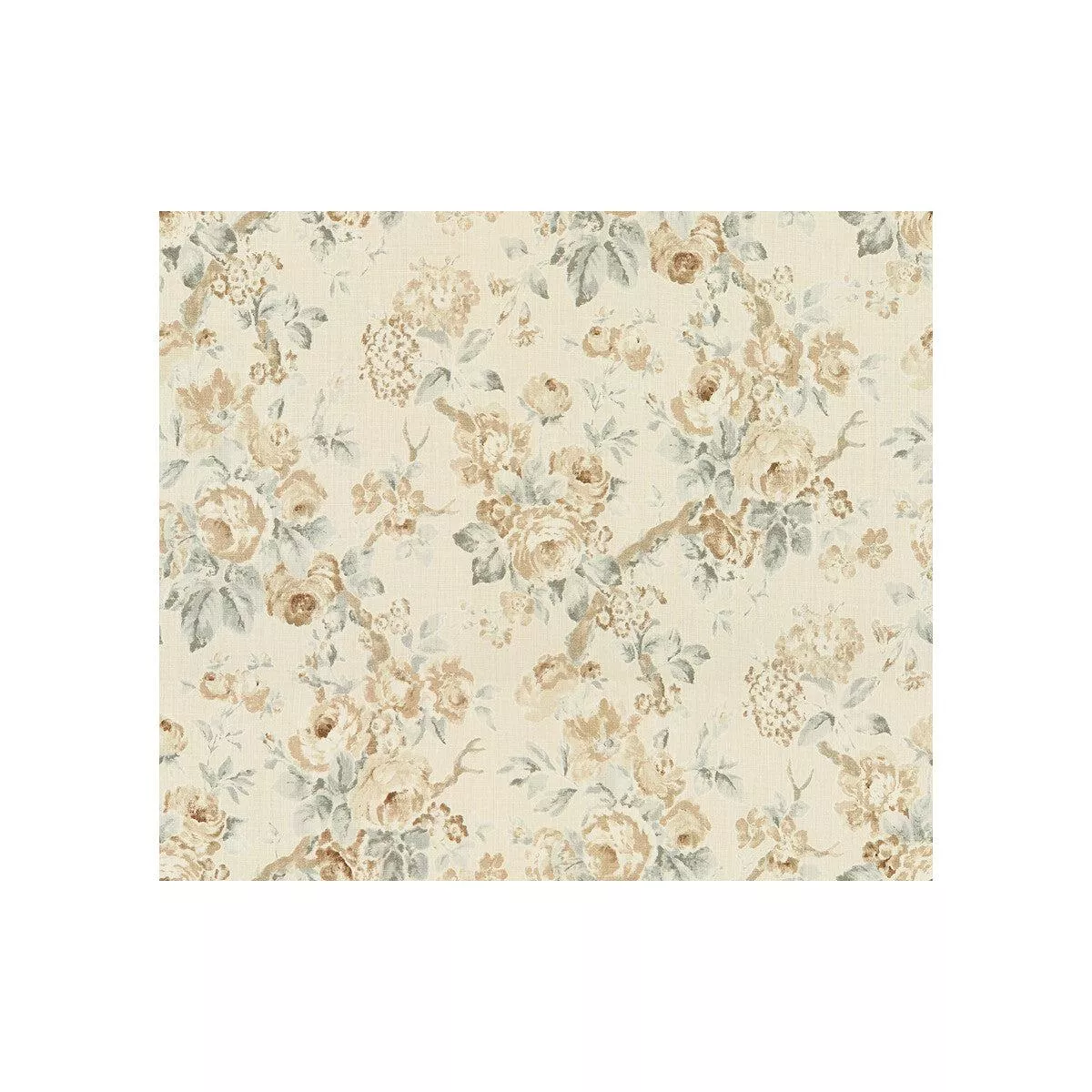Garden Roses Beige/Aqua Fabric