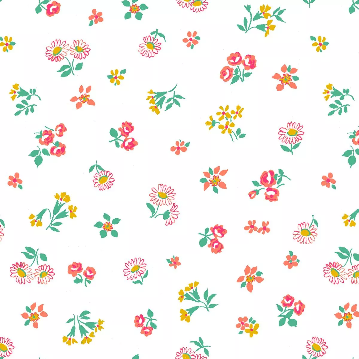 Garden Sprouts – White Floral Fabric