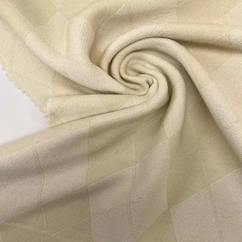 Geometric Beige White Wool Blend Tweed