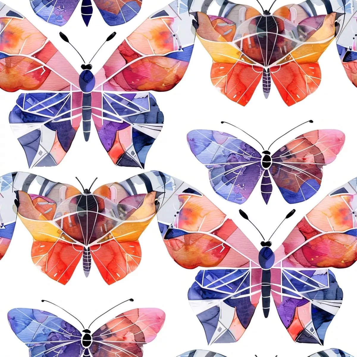 Geometric Butterflies Pattern 5 Quilting Cotton Fabric