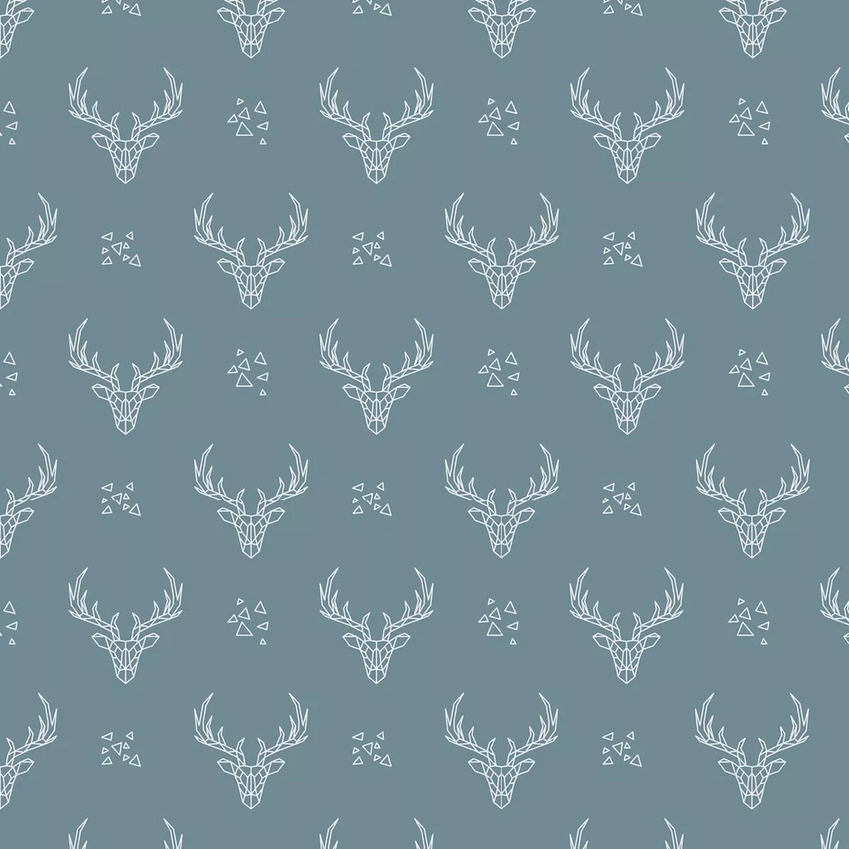 geometric-deer-head-fabric-gray Geometric Deer Head Fabric– Gray
