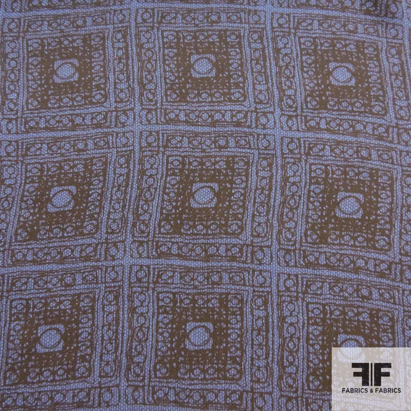 Geometric Printed Silk Chiffon – Navy/Black