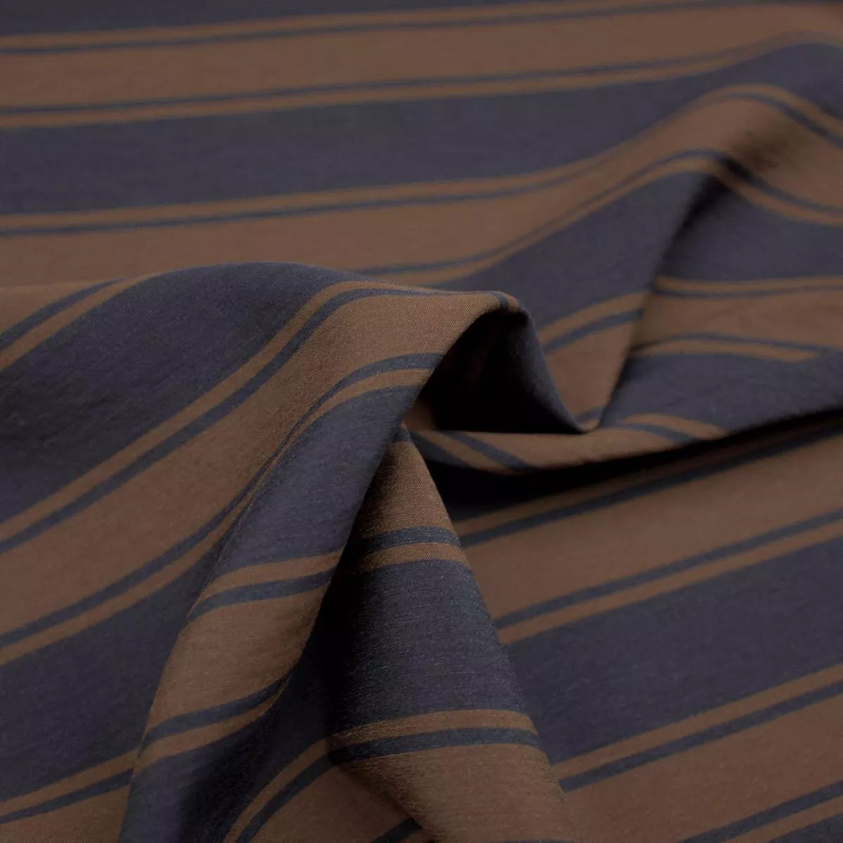 george-navy-brown-striped-viscose-blend-fabric George Navy & Brown Striped Viscose Blend Fabric