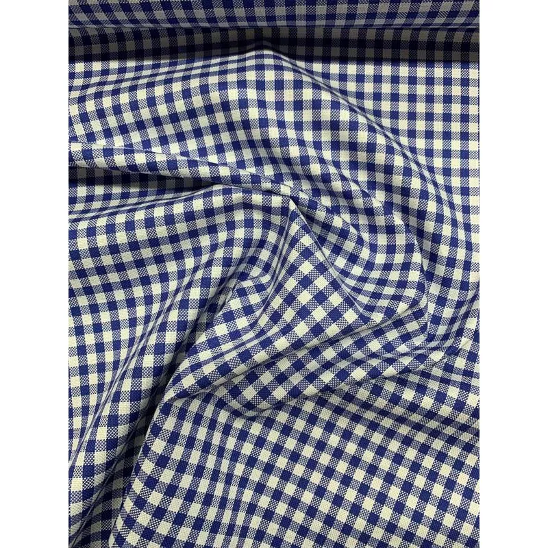 Gingham Check Cotton Shirting – Blue / White