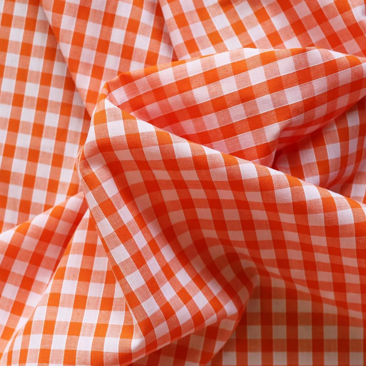 Gingham Yarn Dyed Cotton Poly – Orange – SALE