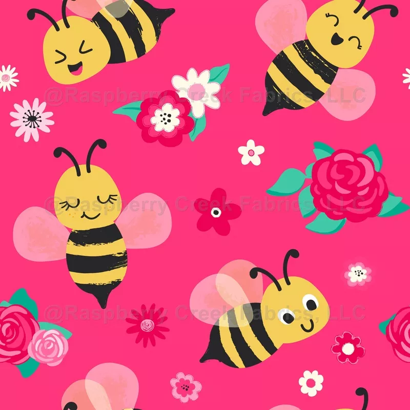Girly Bumblebees Pink Roses