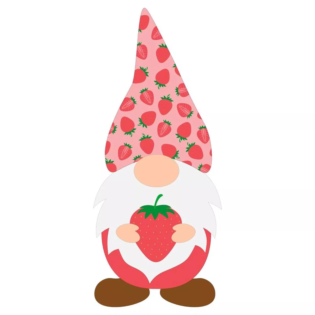 gnome-holding-strawberry-fabric-panel Gnome Holding Strawberry Fabric Panel