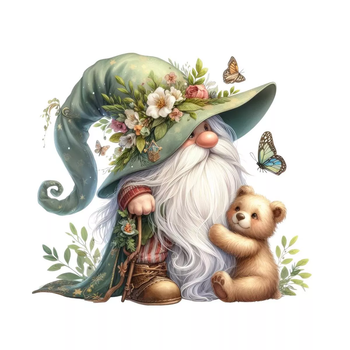 gnomes-animals-bear-fabric-panel Gnomes & Animals Bear Fabric Panel