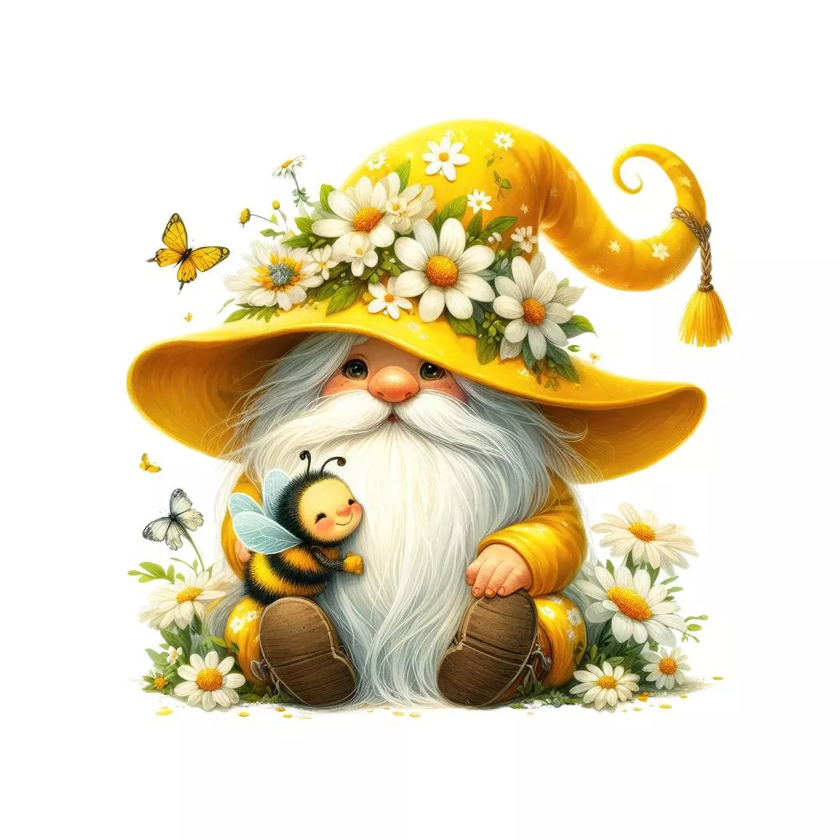 gnomes-animals-bumble-bee-1-fabric-panel Gnomes & Animals Bumble Bee #1 Fabric Panel