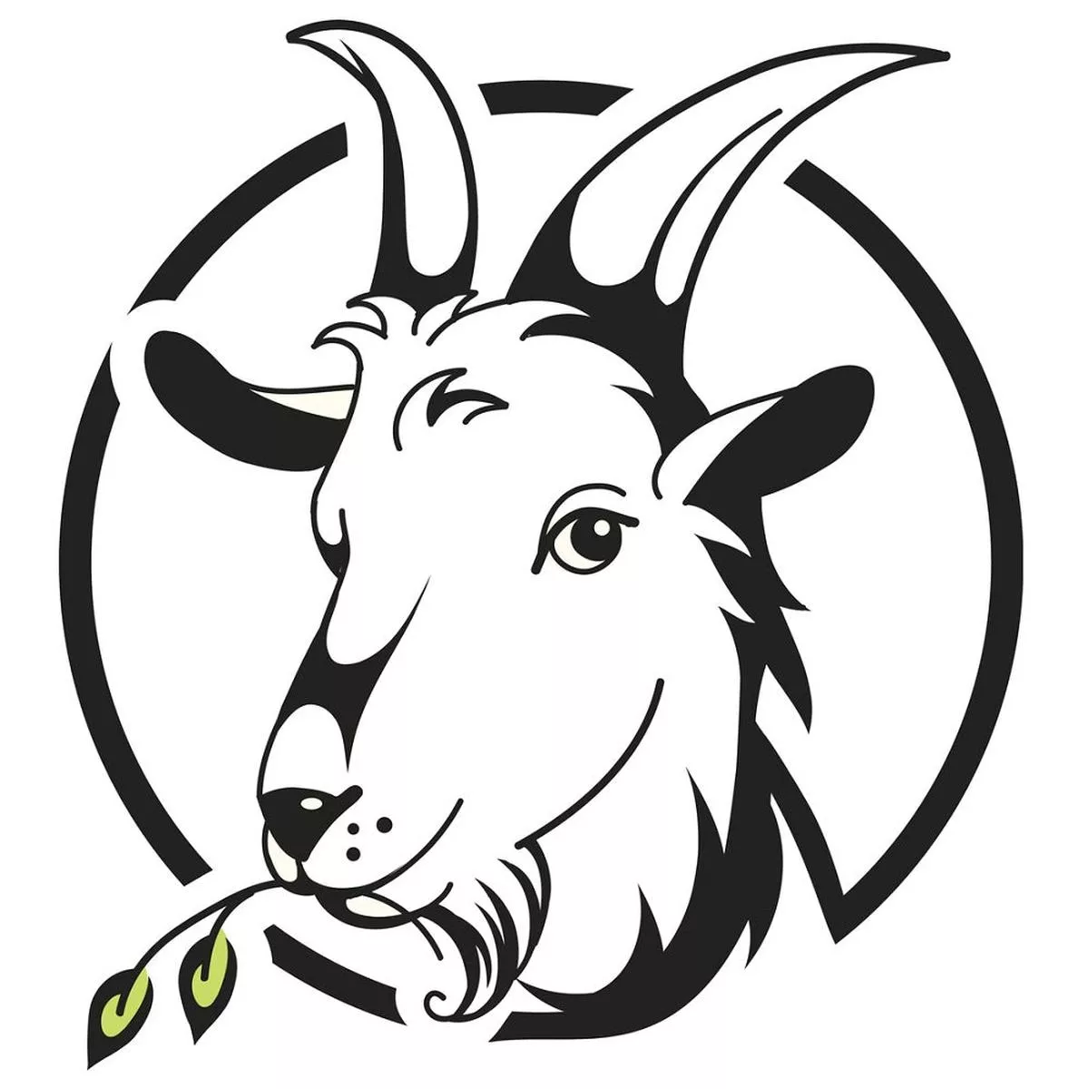 Goat Head with Leaf Fabric Panel – Black/White