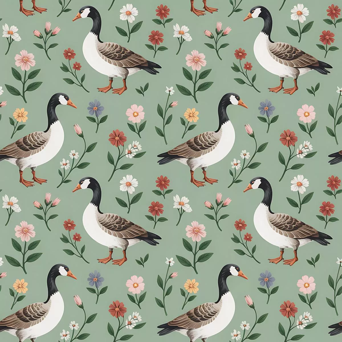 Goose Cottagecore Pattern 10 Quilting Cotton Fabric