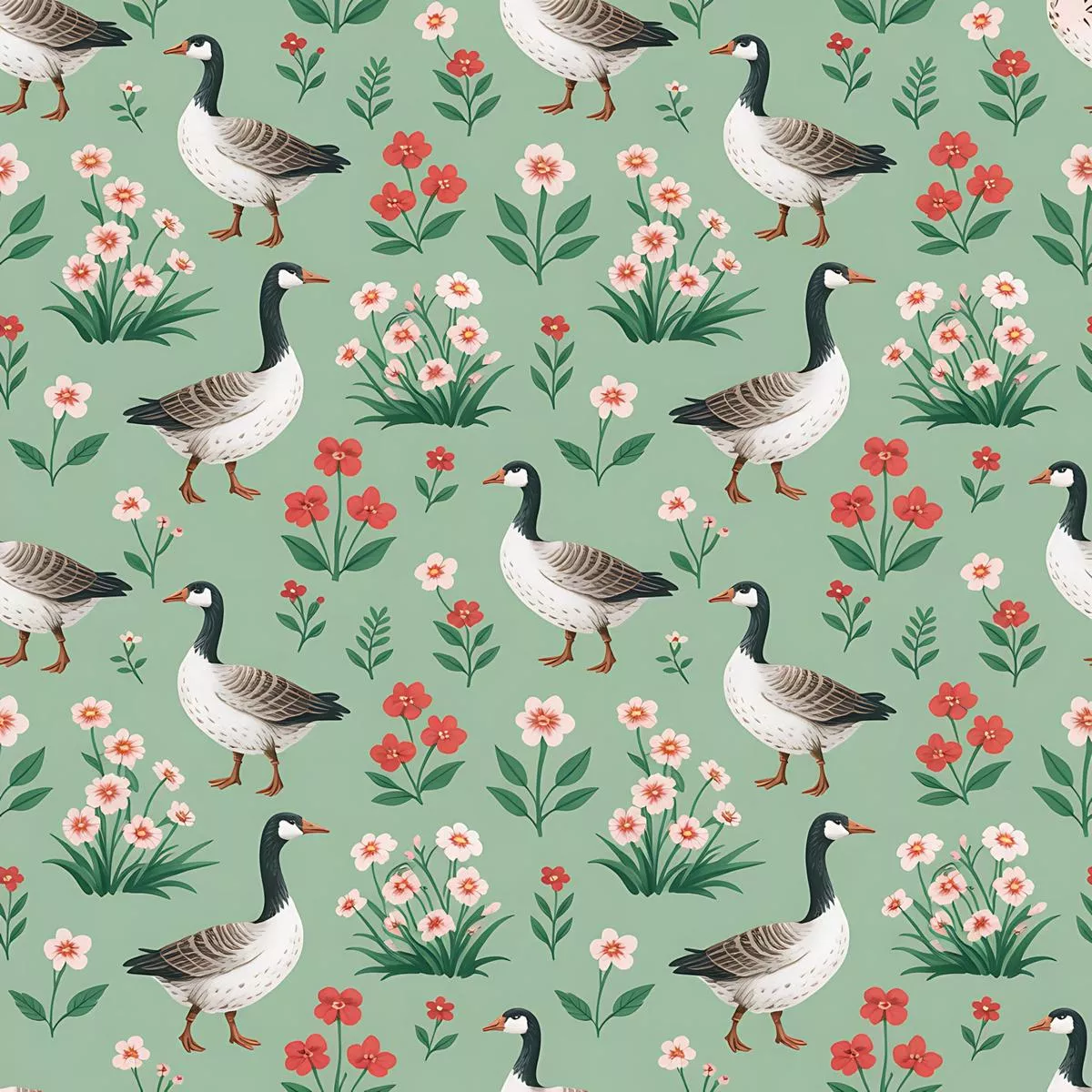 Goose Cottagecore Pattern 19 Quilting Cotton Fabric