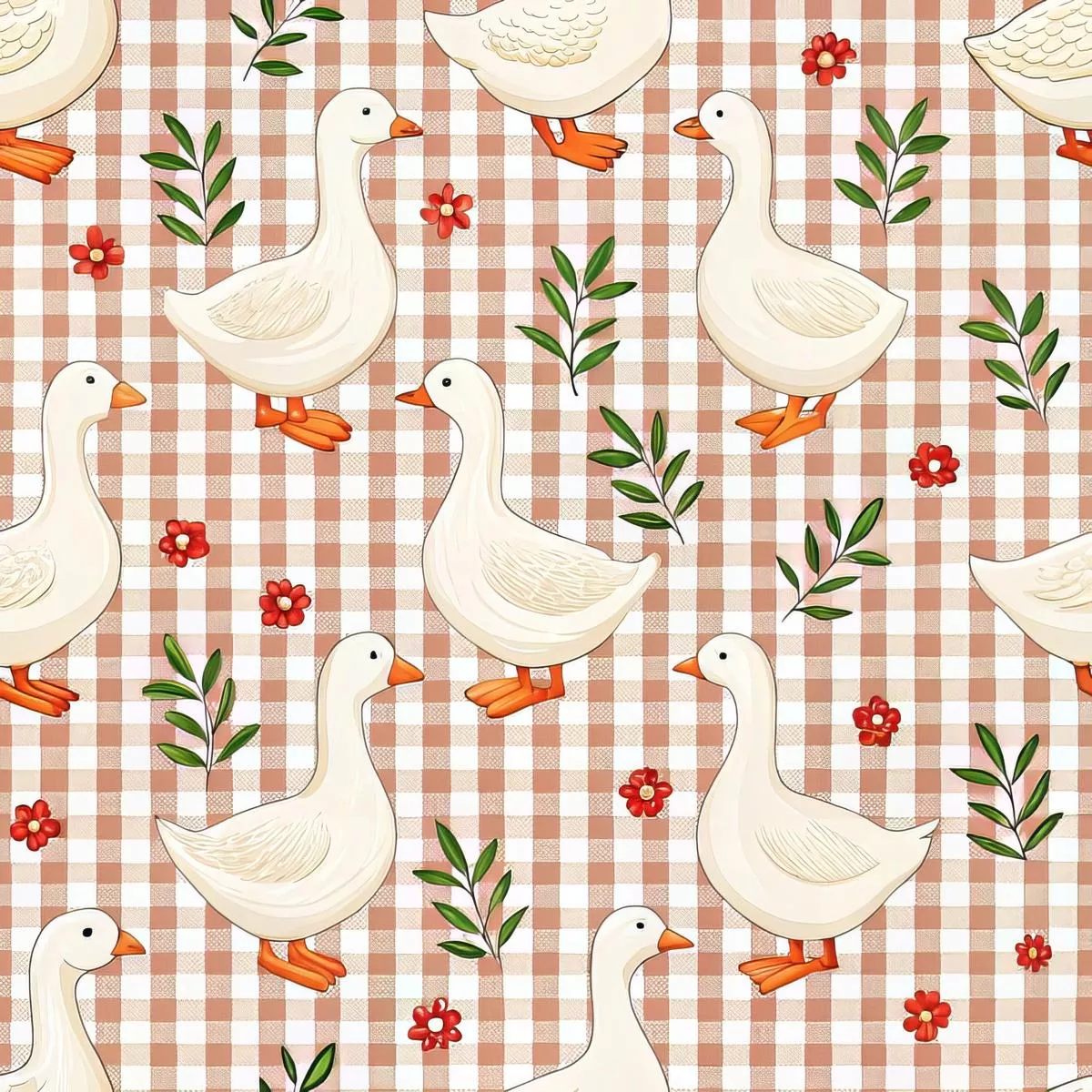 Goose Gingham Pattern 3 Quilting Cotton Fabric