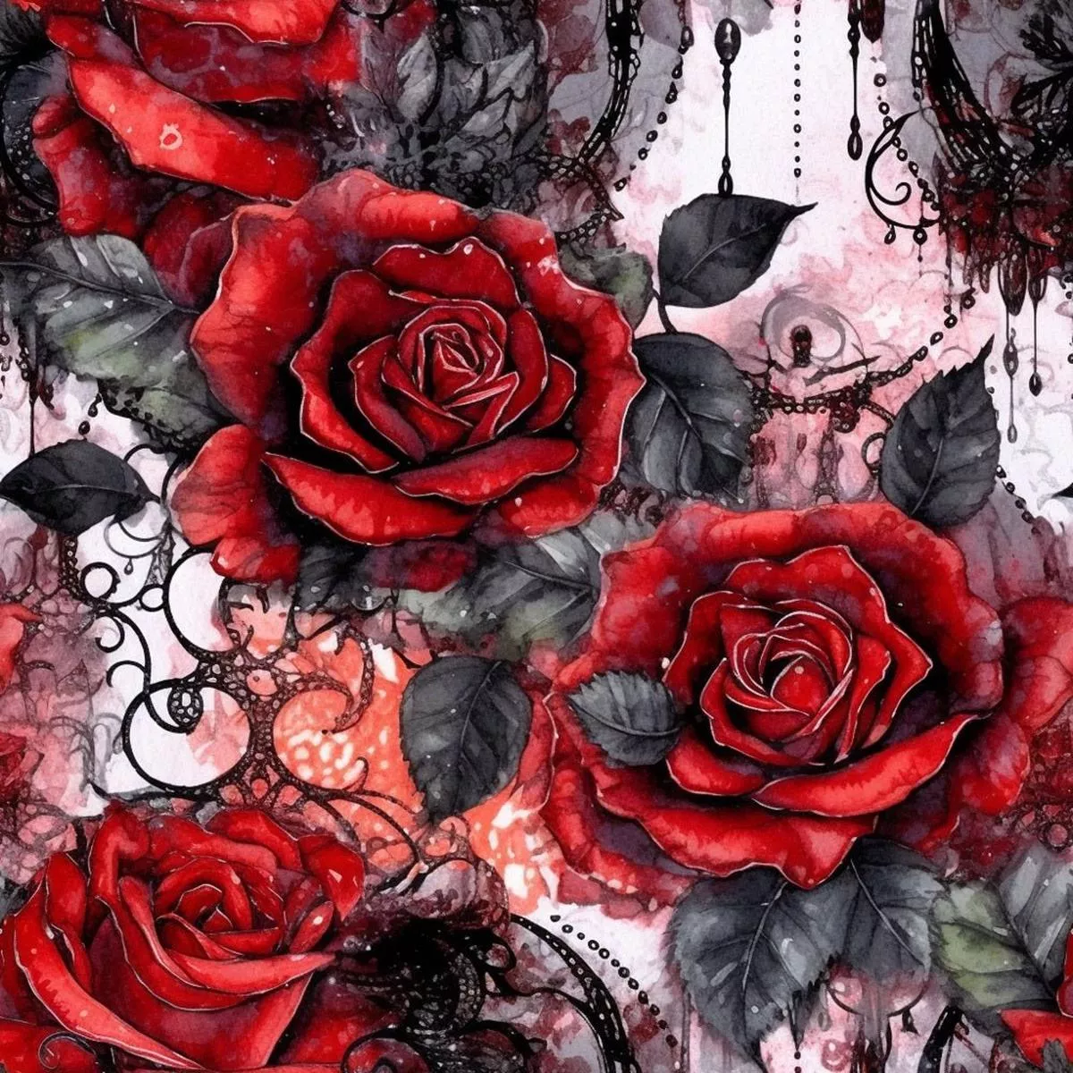 gothic-rose-garden-pattern-8-fabric Gothic Rose Garden Pattern #8 Fabric