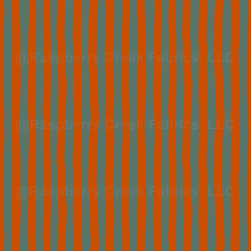 Gray-Green & Dark Orange Wonky Stripes
