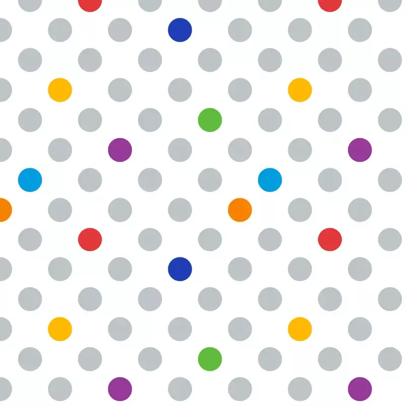 gray-polka-dots-with-rainbow-elements-fabric-white Gray Polka Dots With Rainbow Elements Fabric – White