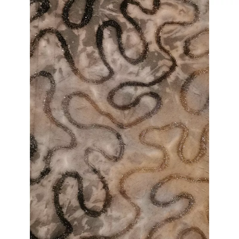grey-print-on-chiffon-with-glitter-thread-detail Grey Print On Chiffon With Glitter Thread Detail