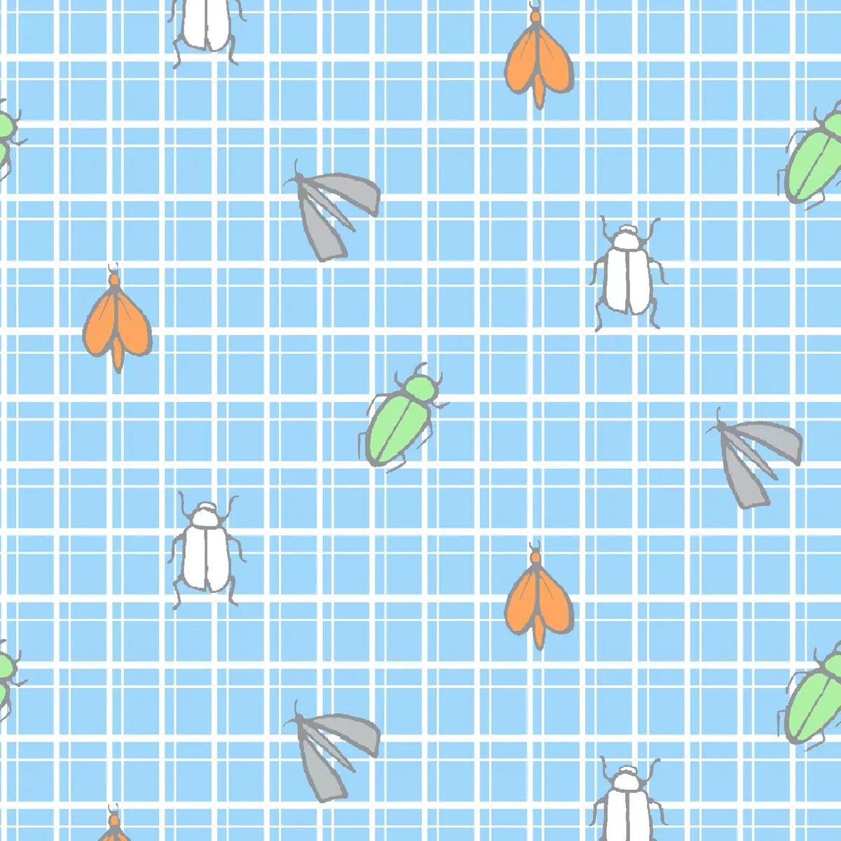 Grid Critters in Light Blue Fabric