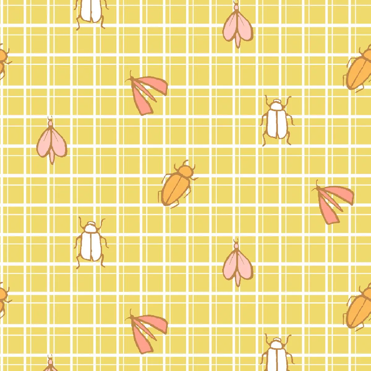 Grid Critters in Yellow Fabric