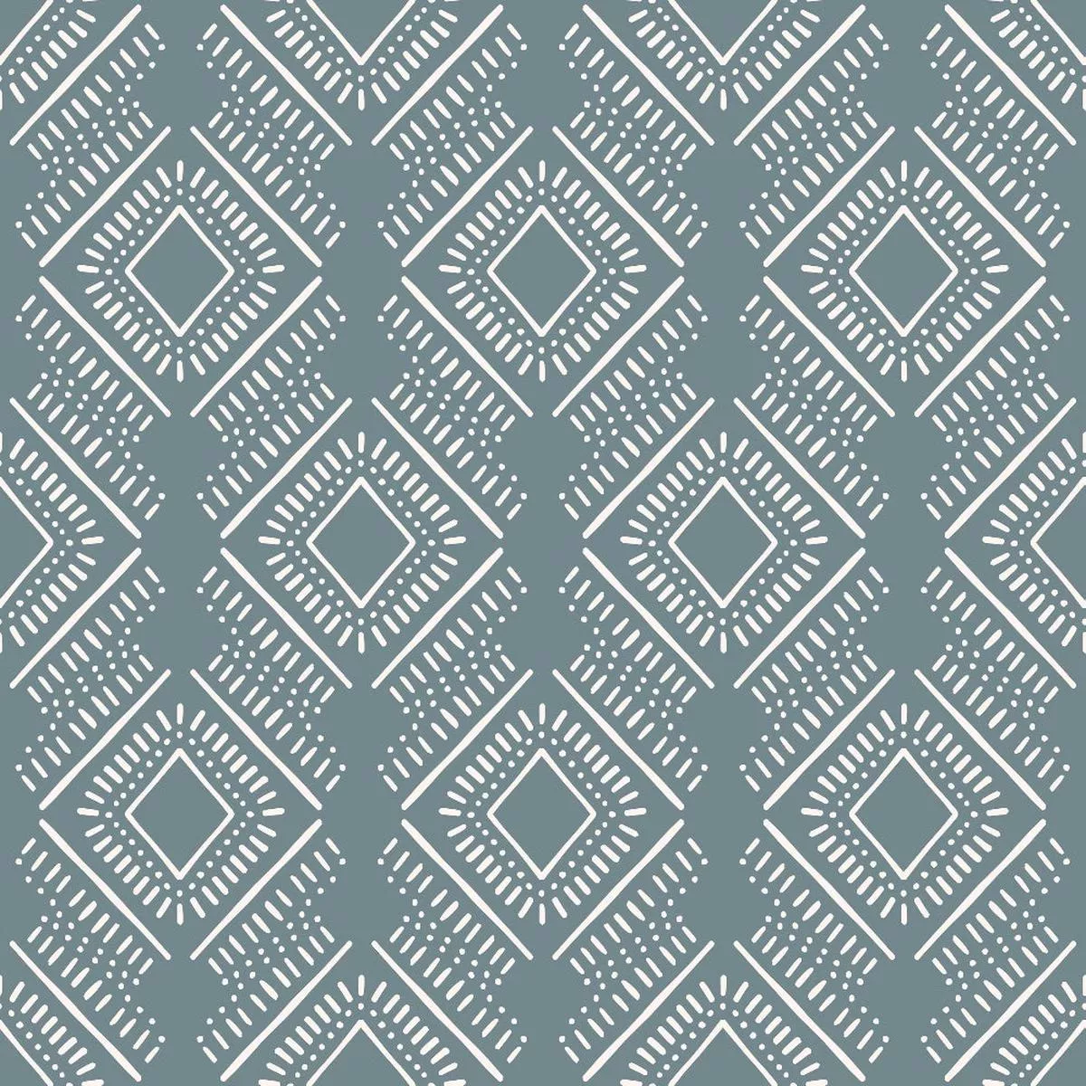 Groovy Blue Boho Pattern 16 Quilting Cotton Fabric