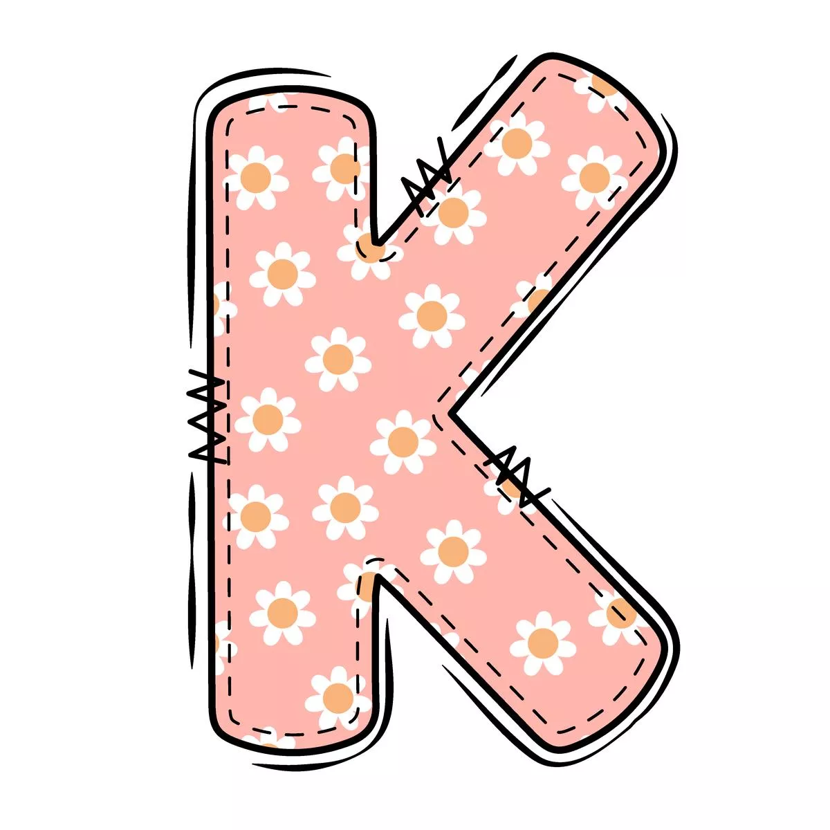 Groovy Doodle Flowers K Fabric Panel