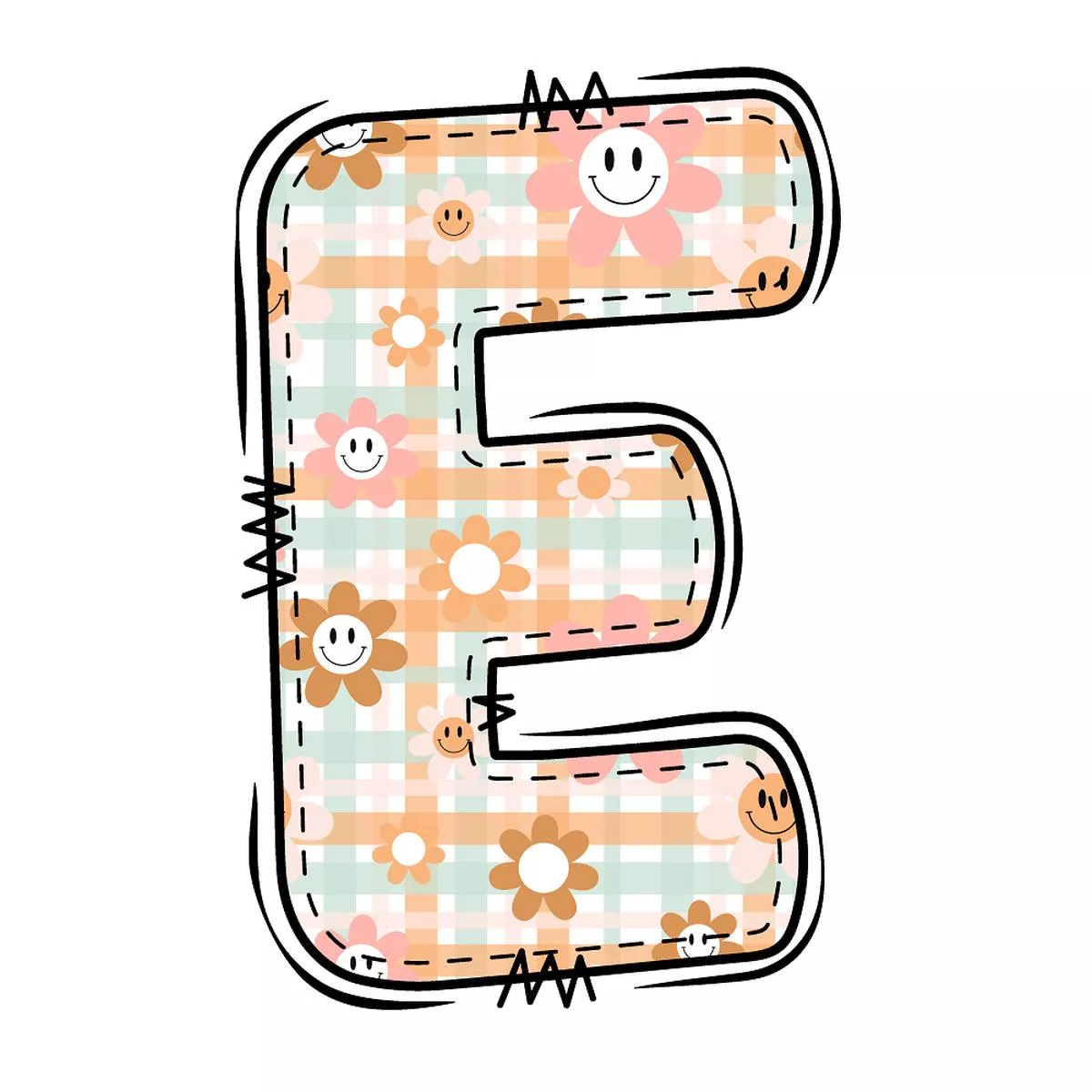 groovy-doodle-letter-e-fabric-panel Groovy Doodle Letter ”E” Fabric Panel