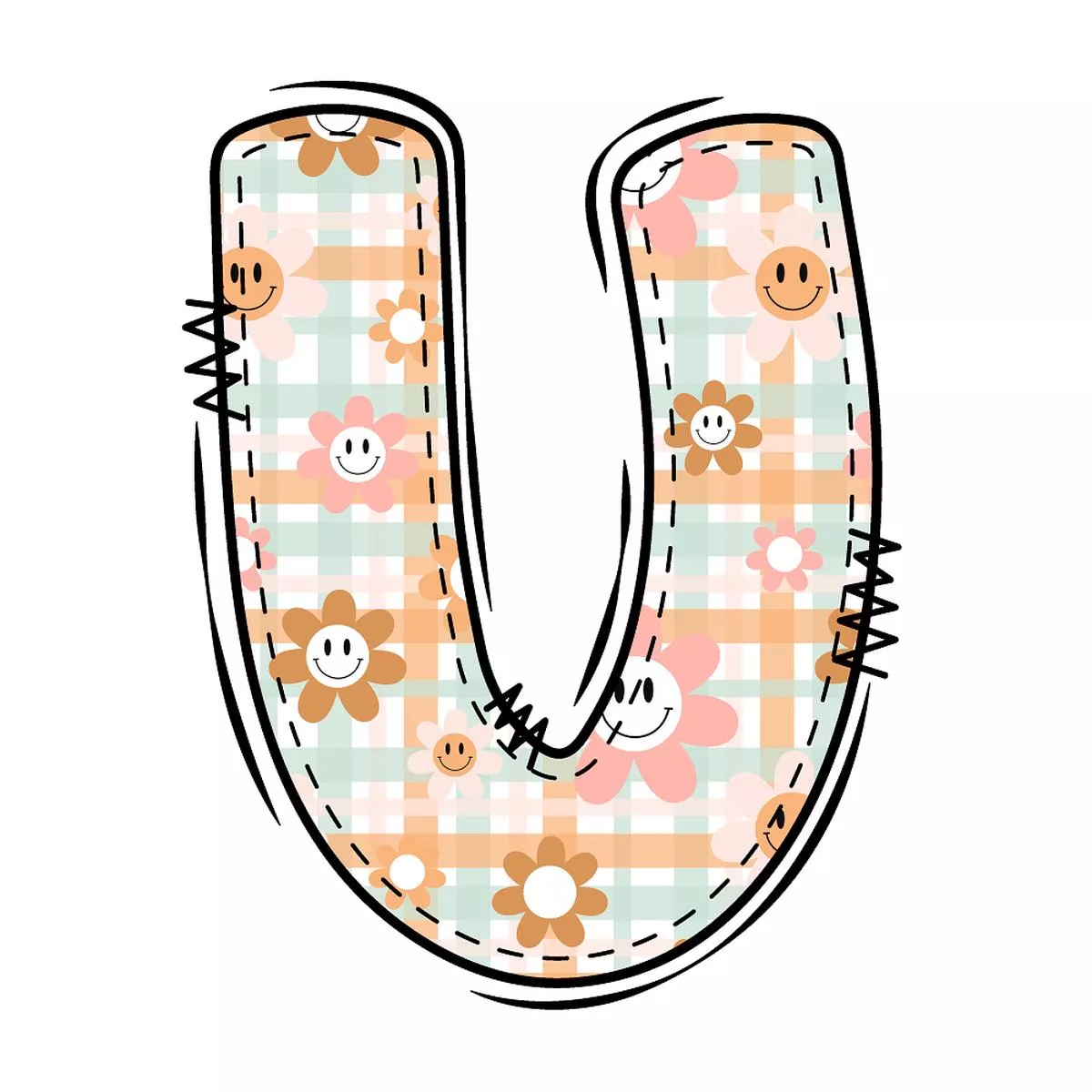 Groovy Doodle Letter ”U” Fabric Panel