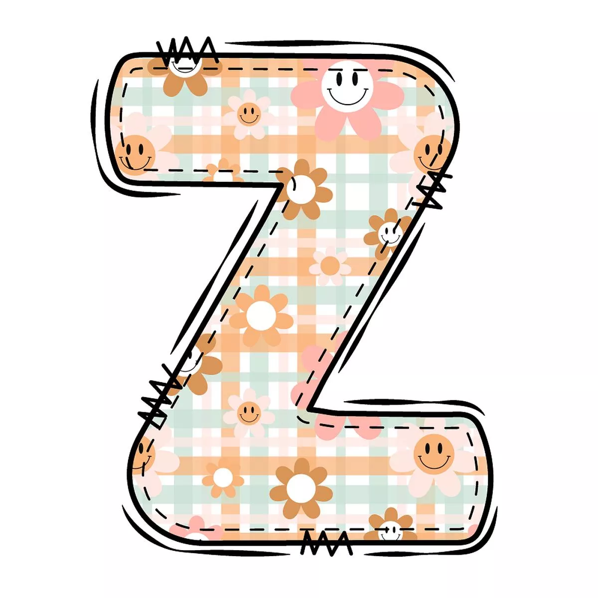 Groovy Doodle Letter ”Z” Fabric Panel