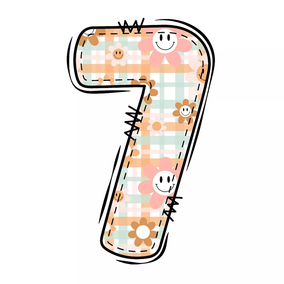 groovy-doodle-number-7-fabric-panel Groovy Doodle Number ”7” Fabric Panel