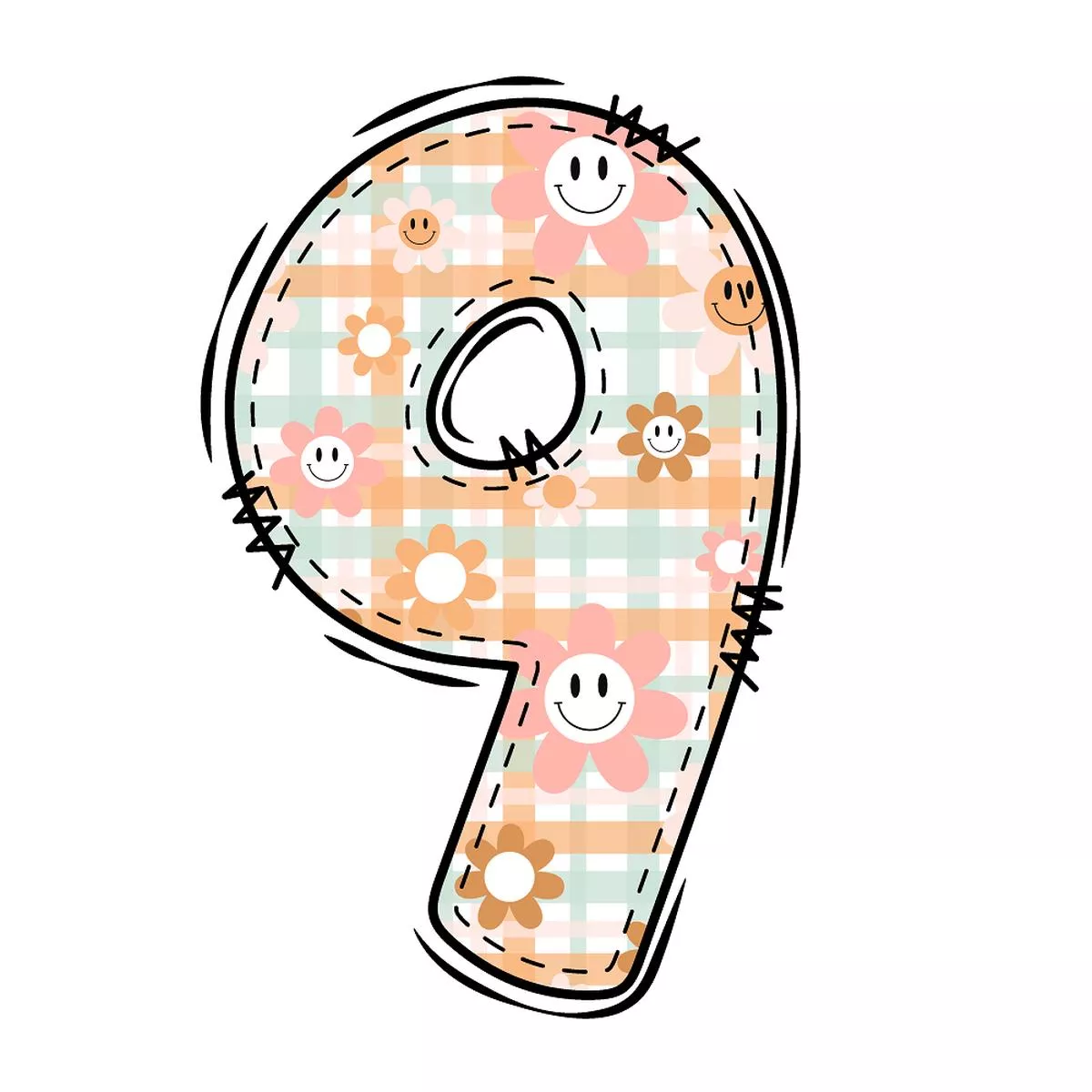 groovy-doodle-number-9-fabric-panel Groovy Doodle Number ”9” Fabric Panel